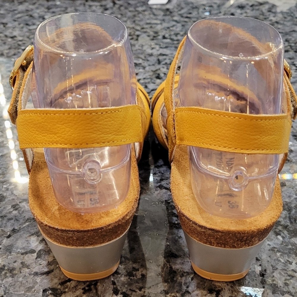 Naot, the Throne Wedge Sandals, Yellow (Marigold) Women's Size 7 (38) - Picture 4 of 11